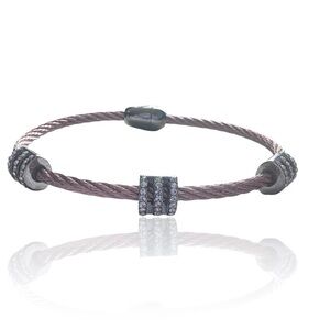 Dyana Double Cable 3 Station Triple layer Rhinestone Bracelet Rose Gold Magnetic